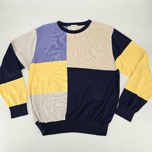 Maus & Hoffman Color Block Pima Cotton Crew Neck Long Sleeve Sweater Size M